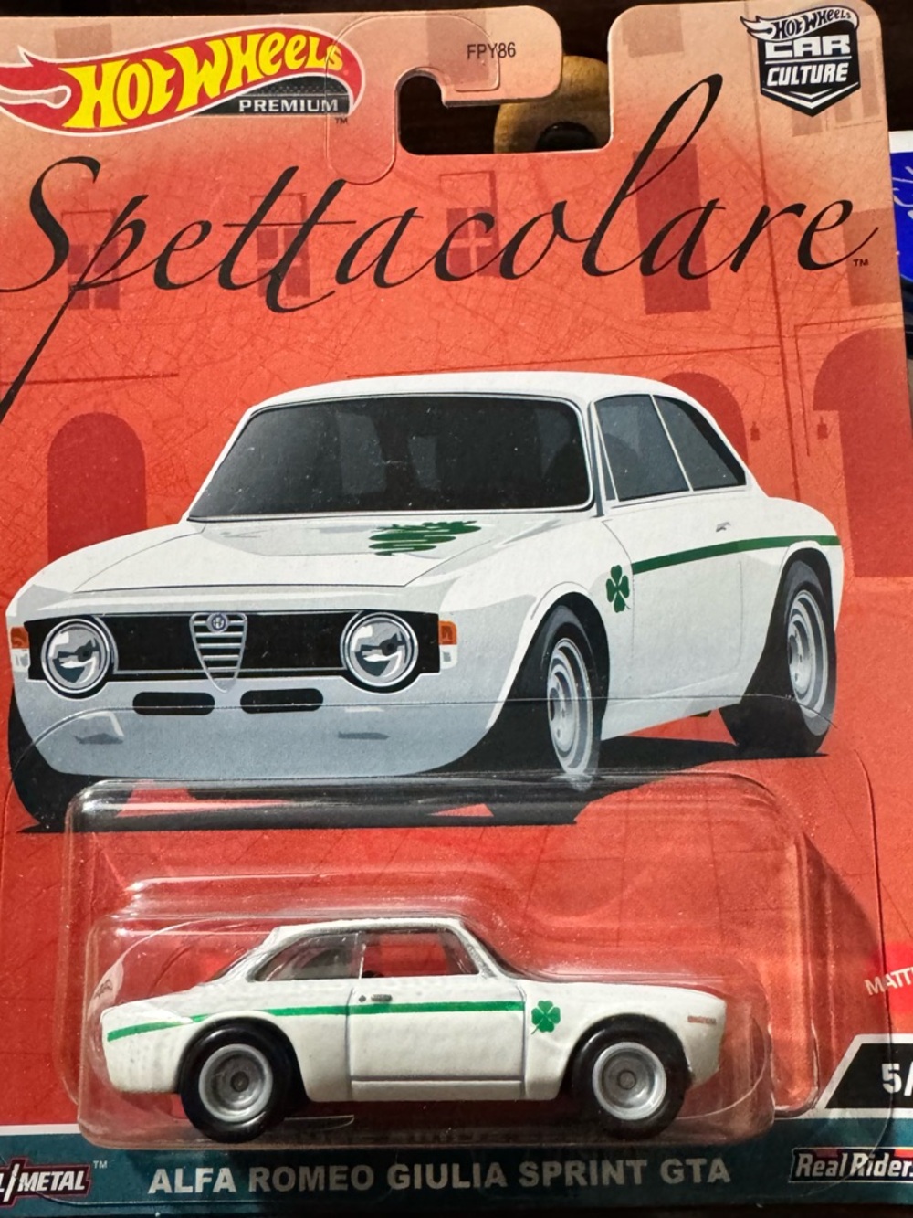Hot Wheels Premium Alfa Romeo Giulia Sprint GTA - White with Green Stripe